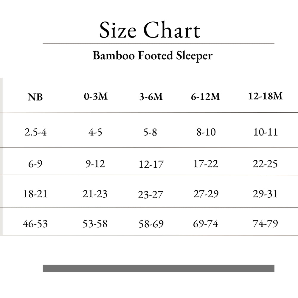 Size Guide Olive Baby Co.