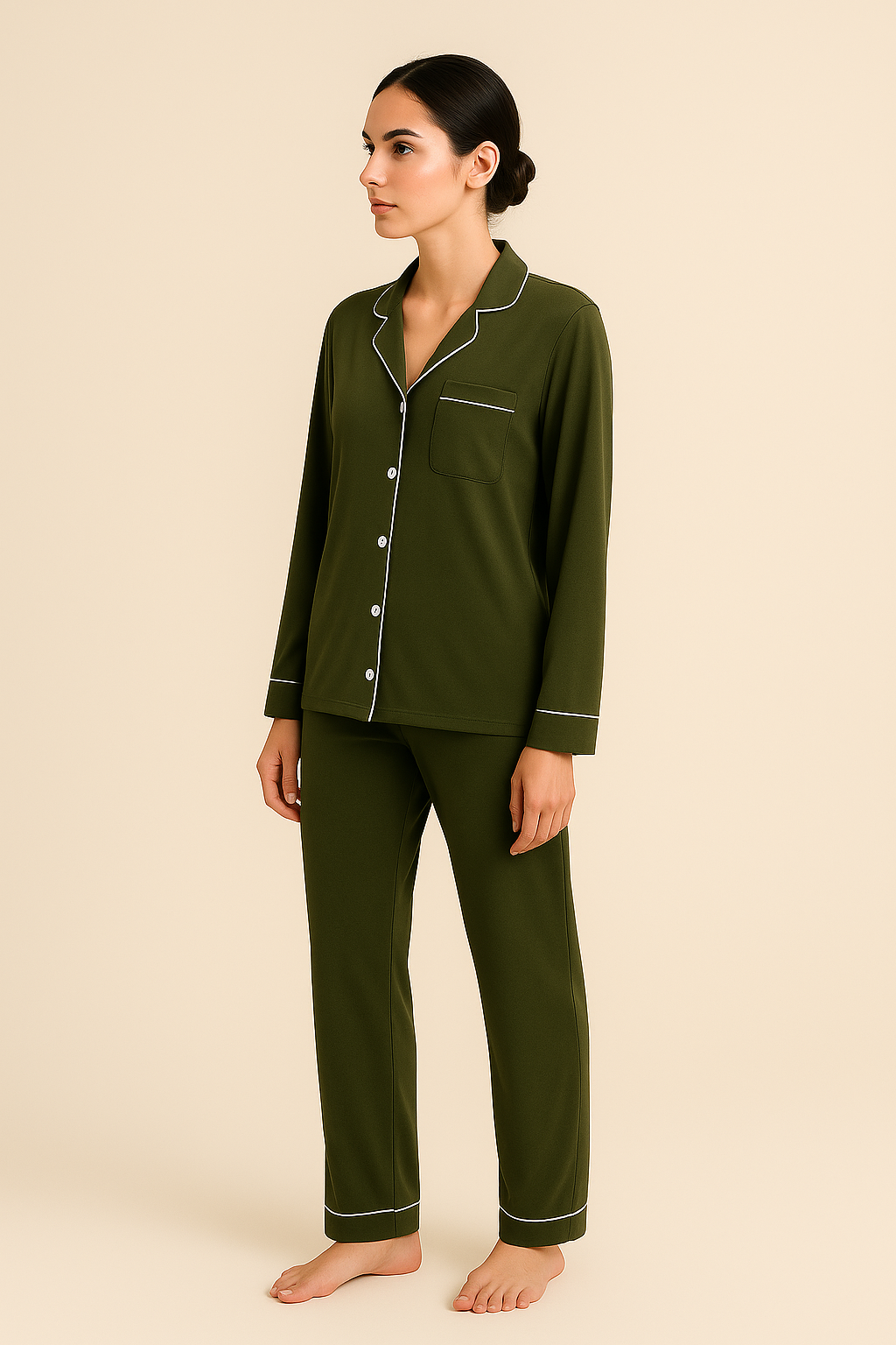 (On Hand) Long Sleeve Bamboo Pajama Set Olive Baby Co.
